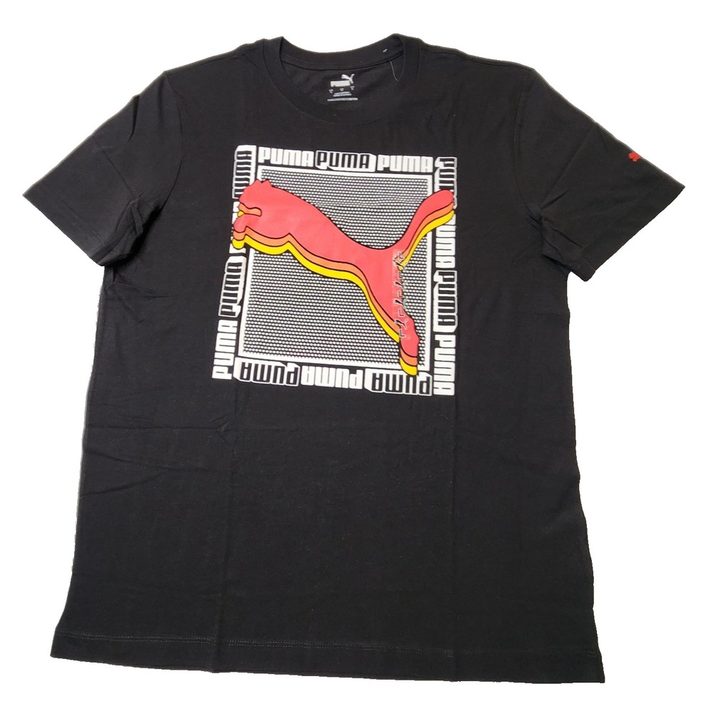 Puma Men's Illusion Box Tee Short Sleeve Size M Black T-Shirt New OEM